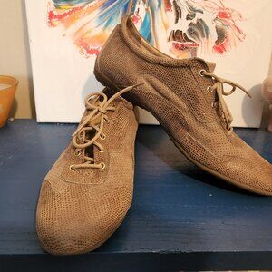 Men's size 11 VANELI brown shimmery suede & leather low top lace up dress shoes